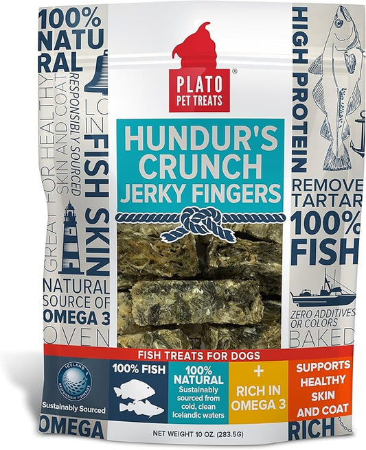 PLATO Hundur's Crunch Jerky Fingers 10oz, Natural
