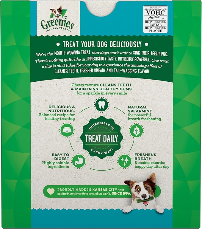 GREENIES TEENIE Natural Dog Dental Care Chews Oral Health Dog Treats Fresh Flavor, 27 oz. Pack (96 Treats)