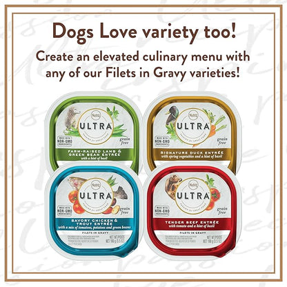 NUTRO ULTRA Grain Free Adult Soft Wet Dog Food Filets in Gravy Taste of the Classics Variety Pack, 3.5 oz. Trays, Pack of 12
