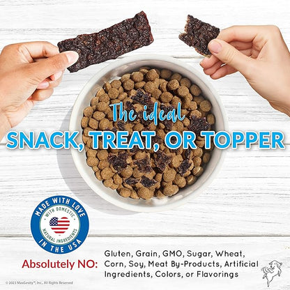 Jazzy Jerky Treats for Dogs, Wag-A-Licious Beef with Prebiotics for Gut & Immune Health, Omega 3s & 6s for Skin & Coat Health, Made in USA, Small-Large Dogs,10 oz