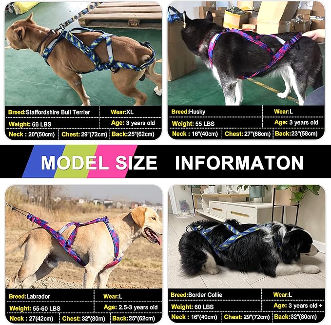 PET ARTIST Dog Weight Pulling Harness,Speed Training,Work Out Dog Sled Harness for Medium,Large Dogs,BLUE,2XL