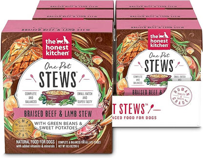 The Honest Kitchen One Pot Stews: Braised Beef & Lamb Stew with Green Beans & Sweet Potatoes Wet Dog Food, 10.5 oz x6
