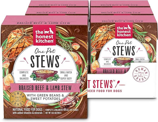The Honest Kitchen One Pot Stews: Braised Beef & Lamb Stew with Green Beans & Sweet Potatoes Wet Dog Food, 10.5 oz x6