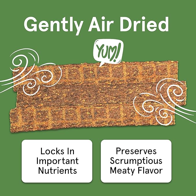 Real Meat Beef Jerky Dog Treats - 8 Air-Dried Strips of Jerky Treats for Dogs - Grain-Free Jerky Treats Dog Snacks Made up of 95% Human-Grade Free-Range Grass Fed Beef - All-Natural Dog Jerky Strips