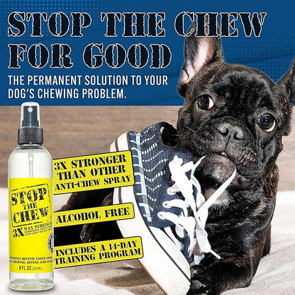 EBPP Stop The Chew 3X Strength Anti Chew Spray for Dogs - No Chew Spray for Puppies - Alcohol Free Dog Deterrent Spray - Bitter Spray for Dogs to Stop Chewing - Powerful No Chew Spray for Dogs - 8oz