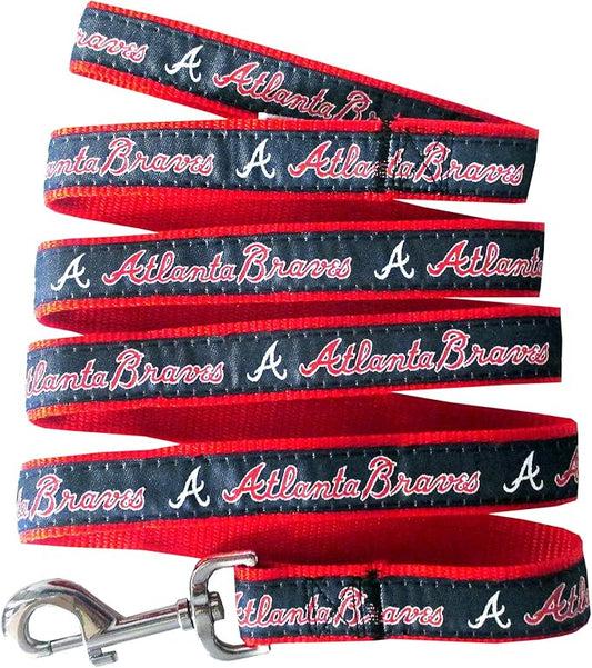 MLB PET Leash, Small, Atlanta Braves Dog Leash, Baseball Team Leash for Dogs & Cats. A Shiny & Colorful Dog & Cat Leash with Emboridered Team Name/Logo Licensed by the MLB