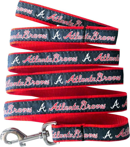 MLB PET Leash, Medium, Atlanta Braves Dog Leash, Baseball Team Leash for Dogs & Cats. A Shiny & Colorful Dog & Cat Leash with Emboridered Team Name/Logo Licensed by the MLB