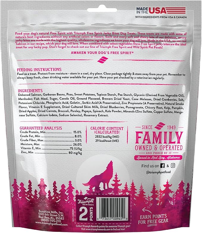 Triumph Free Spirit Grain Free Salmon and Vegetable Recipe Jerky Bites Soft Dog Treats | 24 oz