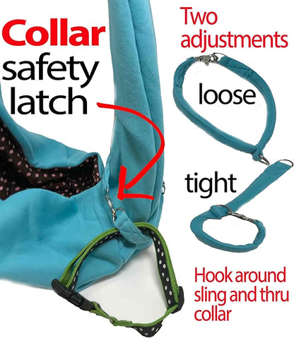 iPrimio Reversible Cat Sling & Dog Carrier Sling - Aqua Blue, Soft Hands Free Pet Carrier, Cat Papoose Carrier Front, Puppy Sling, Cat Carrier, Pet Sling Carrier for Cats & Cat Front Carrier