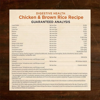 Wellness CORE Digestive Health Dry Dog Food with Wholesome Grains, Highly Digestible, for Dogs with Sensitive Stomachs, Made in USA with Real Protein (Small Breed, Chicken & Brown Rice, 12-Pound Bag)