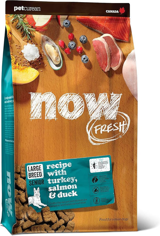 Now Fresh Grain Free Dog Food, 25 lb - Large Breed Senior Dog Food Recipe - Healthy Diet with Probiotics & Real Meat and Fish for Protein