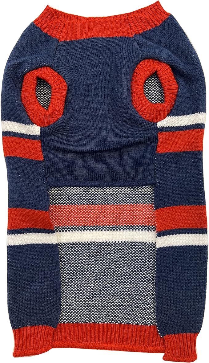 NFL New England Patriots Dog Sweater, Size Medium. Warm and Cozy Knit Pet Sweater with NFL Team Logo, Best Puppy Sweater for Large and Small Dogs