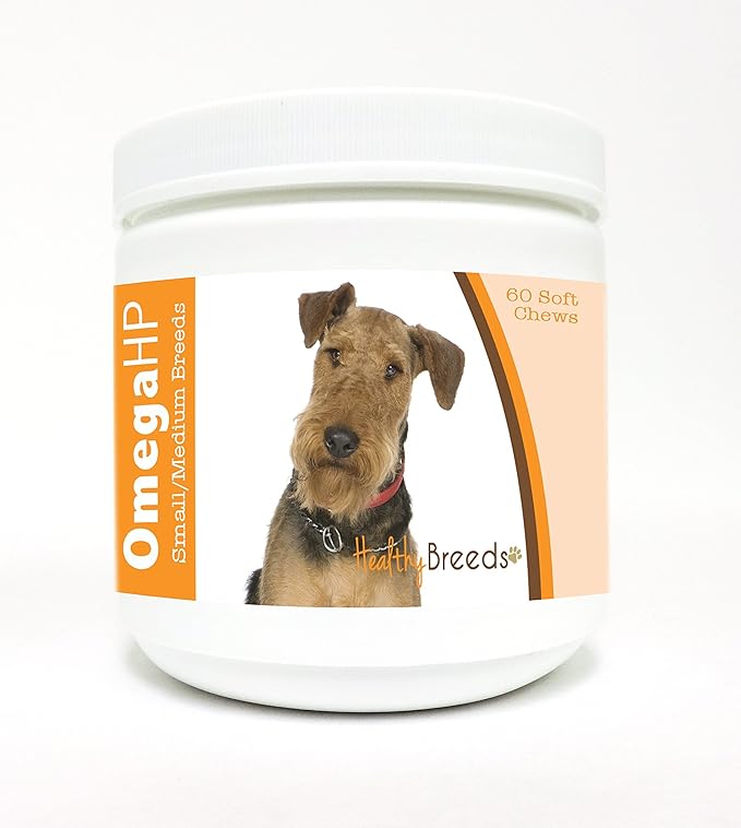 Healthy Breeds Airedale Terrier Omega HP Fatty Acid Skin and Coat Support Soft Chews 60 Count