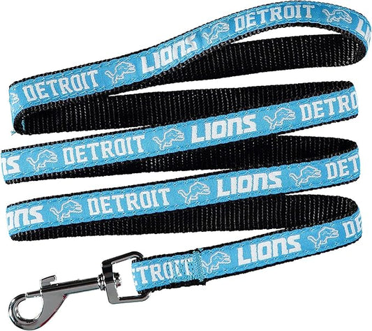 NFL PET Leash, Small, Detroit Lions Dog Leash, Football Team Leash for Dogs & Cats. A Shiny & Colorful Dog & Cat Leash with Embroidered Team Name/Logo Licensed by the NFL