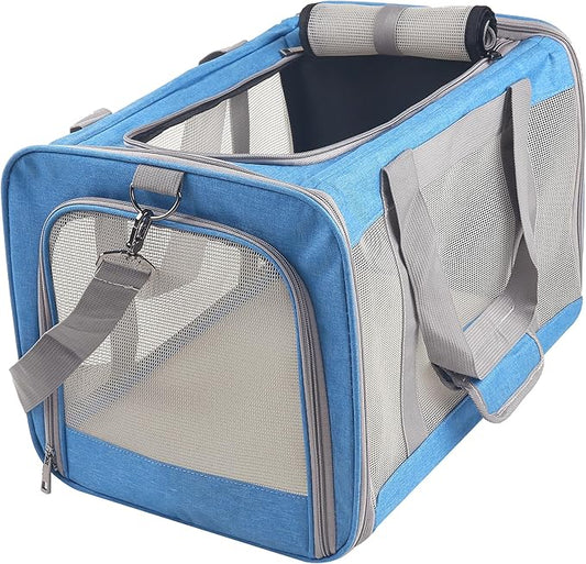 Cat Carrier for Small Cat Pet Carrier for Large and Medium Cat Puppies Portable Cat Carrier Soft Pet Travel Carrier for Cats Cat Bag Carrier Airline Approved Cat Carrier(Large Blue)
