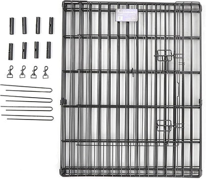 MidWest Homes for Pets Foldable Metal Dog Exercise Pen / Pet Playpen, Black w/ door, 24'W x 48'H, 1-Year Manufacturer's Warranty