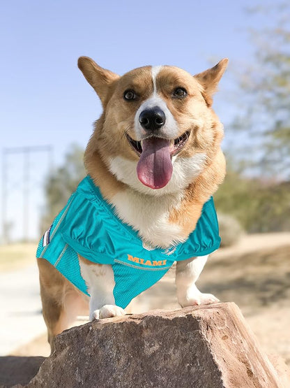 NFL Miami Dolphins Dog Jersey, Size: X-Small. Best Football Jersey Costume for Dogs & Cats. Licensed Jersey Shirt
