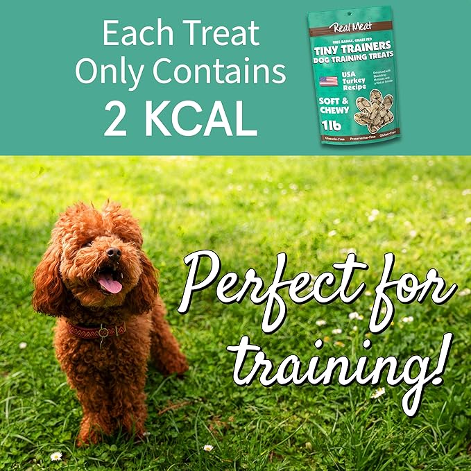 Real Meat Tiny Trainer Bites Dog Treats - 1lb of USA-Made Soft & Chewy Air-Dried Turkey Training Treats for Dogs & Puppies - All-Natural Grain-Free Dog Training Treats With Free-Range Cage-Free Turkey
