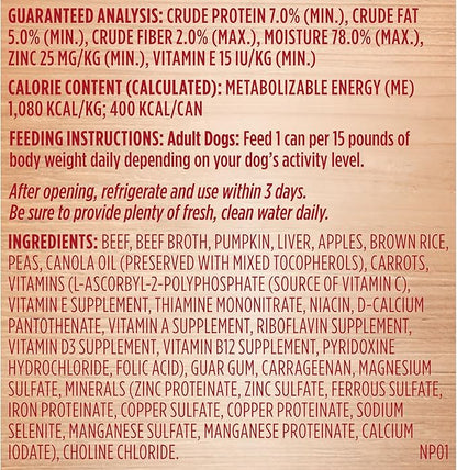 Rachael Ray Nutrish Wet Dog Food, Beef & Pumpkin, 13 Ounce Can (Pack of 12)