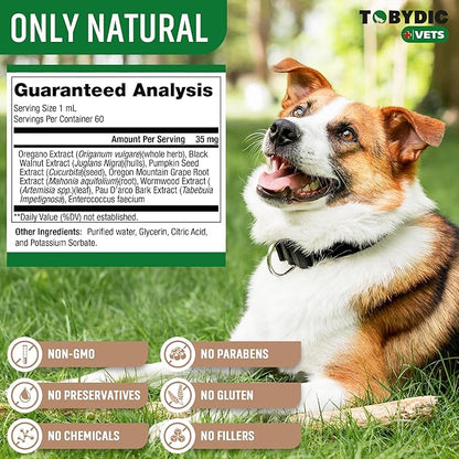 Broad Spectrum Herbal Medicine with Probiotic for Cats & Dogs - Treatment Helps to Remove Tapeworm, Whipworm, Roundworm, and Hookworm - Medication & Supplement Drops - Made in USA