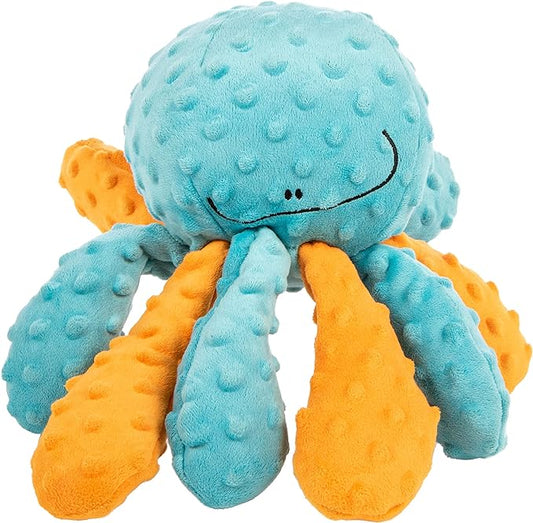 goDog Crazy Tugs Octopus Squeaky Plush Tug Dog Toy, Chew Guard Technolog - Multi Color, Large
