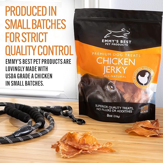 Emmy's Best EBPP Chicken Jerky Dog Treats Made in USA - 100% Natural Dog Jerky Treats Made with Real Chicken - Grilled Chicken Strips for Medium Dogs, Large Dogs and Small Dogs