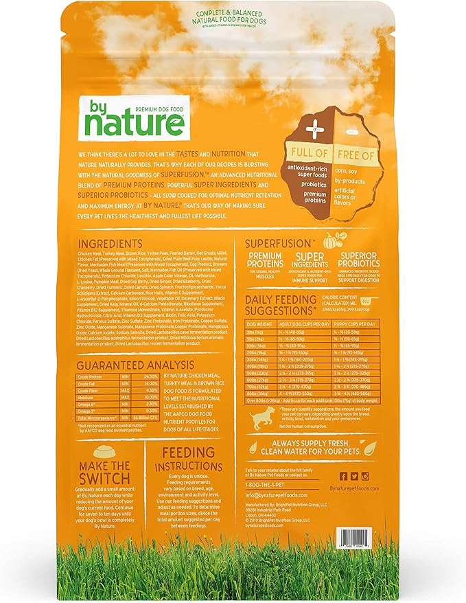 Dog Food Made in USA [Natural Dry Dog Food with Superfood Ingredients for Food Sensitivities and Immune Health], Chicken & Turkey Meal with Brown Rice Recipe, 44 lb. Bag (77080)