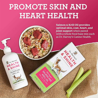 Dr. Harvey's Health & Shine Salmon and Krill Fish Oil for Dogs- Supports Healthy Heart, Brain, and Eyes (16 FL OZ)
