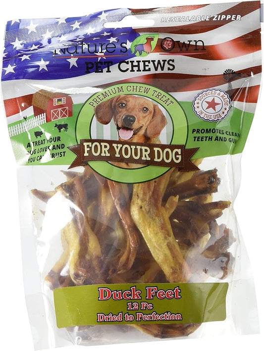 12 Piece Nature'S Own Pet Chews Duck Feet Bag Treat