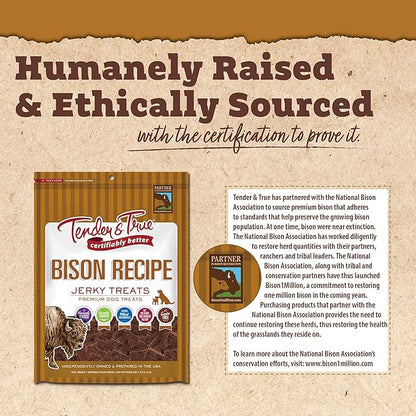 Tender & True Bison Jerky Treat, 4 oz Bag