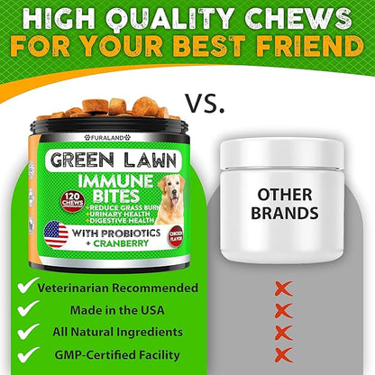 Grass Burn Spot Saver Chews Caused by Dog Pee Lawn- Grass Treatment Rocks - DL-Methionine + Digestive Enzymes - Dog Urine Neutralizer - Soft Treats