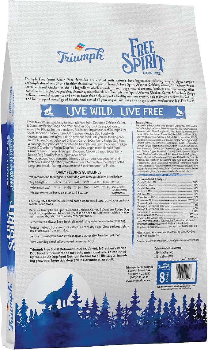 Triumph Free Spirit Deboned Chicken, Sweet Potato, & Berry Recipe Dry Dog Food, 26 LB