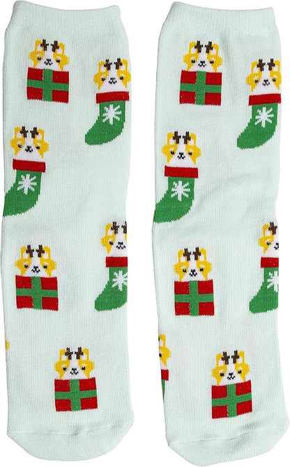 Pearhead Corgi Christmas Socks, Novelty Holiday Socks, Unisex One Size Fun Socks, Cotton Socks For Dog Lovers, Christmas Gift