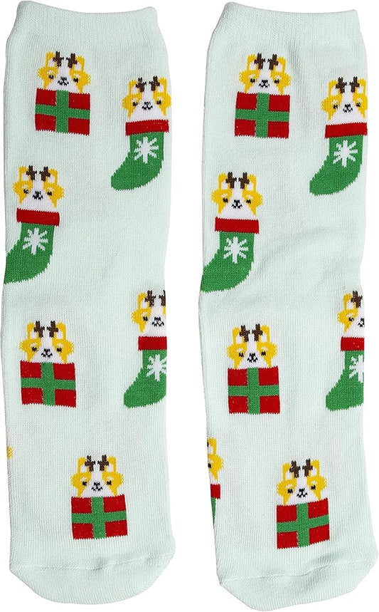 Pearhead Corgi Christmas Socks, Novelty Holiday Socks, Unisex One Size Fun Socks, Cotton Socks For Dog Lovers, Christmas Gift