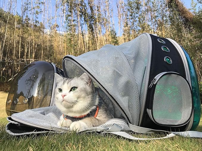 Cat Backpack Carrier, Expandable Space Capsule Polarized Pet Carrier for Kitten and Small Dog, Pet Carrying Hiking Traveling Backpack