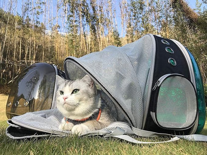 Cat Backpack Carrier, Expandable Space Capsule Polarized Pet Carrier for Kitten and Small Dog, Pet Carrying Hiking Traveling Backpack
