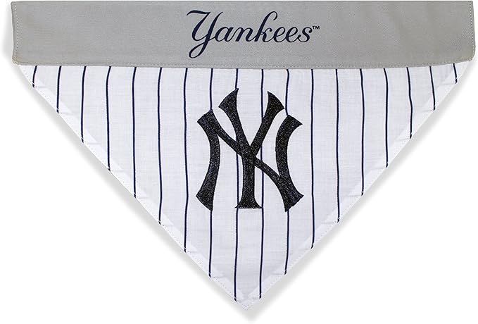 Pets First MLB New York Yankees Reversible Bandana Size XX-Large for Dogs & Cats. 2 Sided Sports Bandana,Premium Embroidery Team Logo, All MLB Teams Available