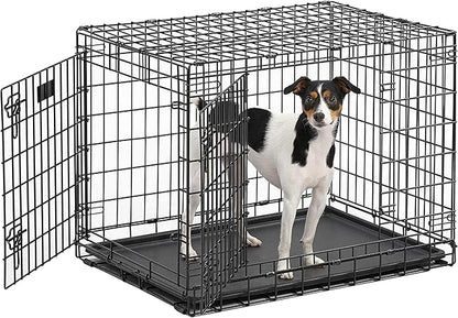 MidWest Homes for Pets Ultima Pro Series 30' Dog Crate | Extra-Strong Double Door Folding Metal Dog Crate w/Divider Panel, Floor Protecting 'Roller Feet' & Leak-Proof Plastic Pan