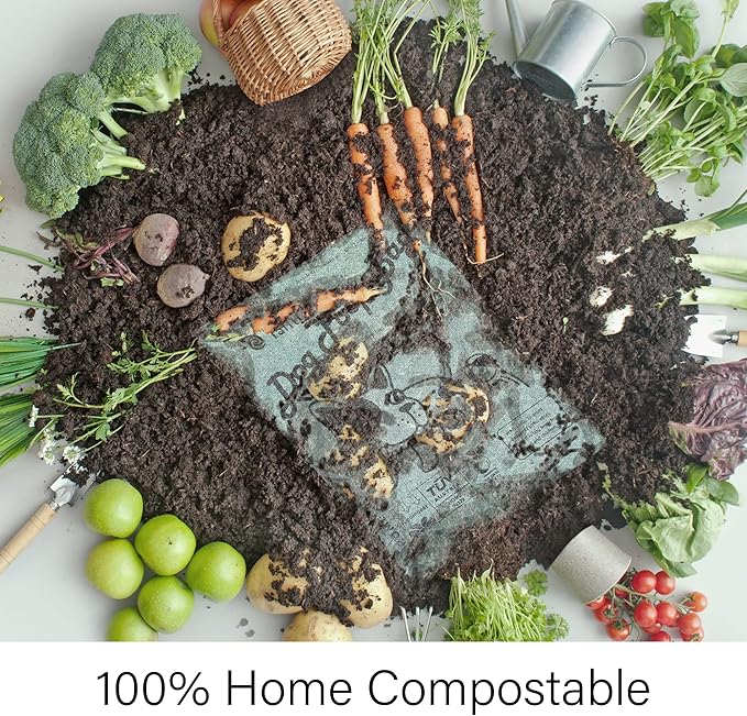 Home Compostable Dog Poop Bags, 70 Counts with Holder, Biodegradable Doggy Poop Bags, Plant-Based Pet Waste Bags, Extra Thick & Leak Proof, Unscented