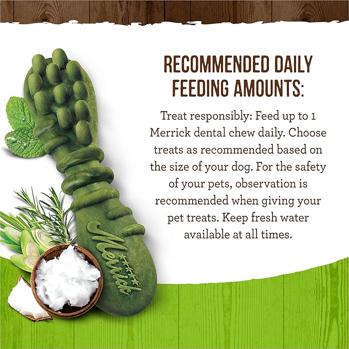 Merrick Fresh Kisses Double-Brush Dental Dog Treats with Coconut + Botanical Oils for Small Dogs, 9 Brushes, 5.5 OZ (Pack of 6)