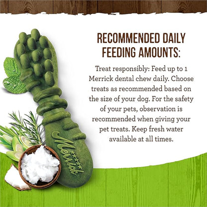 Merrick Fresh Kisses Double-Brush Dental Dog Treats with Coconut + Botanical Oils for Small Dogs, 9 Brushes, 5.5 OZ (Pack of 6)