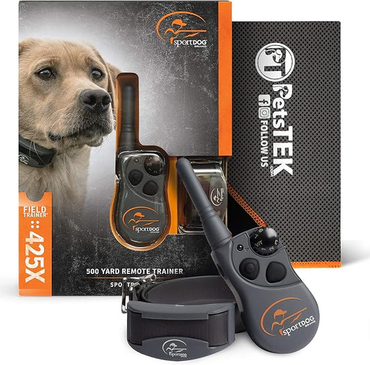 SportDOG SD-425X Electric Training Dog Shock Collar with Remote for Small, Medium, and Large Dogs - 500 Yard Range, Vibration, Tone, Up to 21 Stimulation Levels, Waterproof, Rechargeable E-Collar