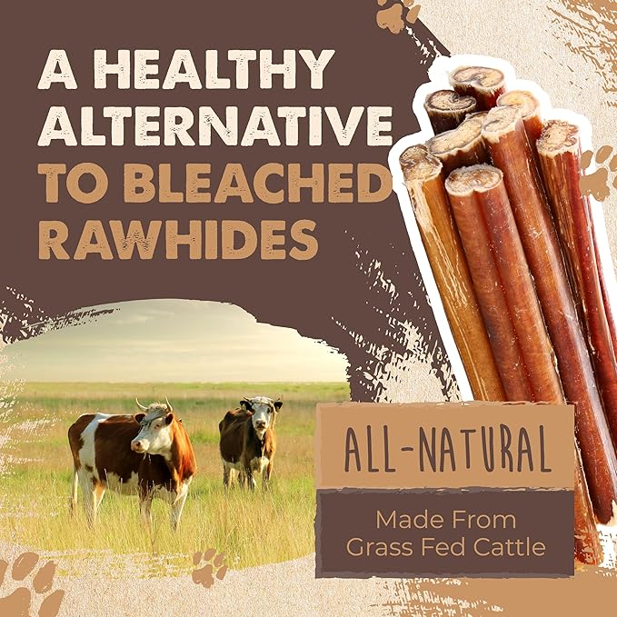 Mighty Paw Naturals Bully Sticks for Dogs - Grass Fed Beef Dog Chews. Dog Bully Sticks for Large Dogs, Medium and Small Breeds. Lower Odor Bully Sticks for Small Dogs. Single Ingredient (6" - 25 Pack)
