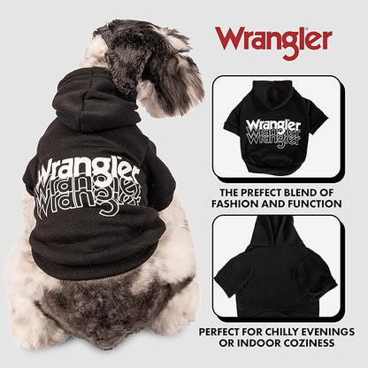 Wrangler Dog Hoodie – Fleece Dog Sweater with Leash Hole, Cold Winter Dog Sweatshirt for Small Medium & Large Size Dogs, Premium Dog Clothes, Fall Dog Sweaters Pullover Hoodie, Cozy Warm Dog Outfit