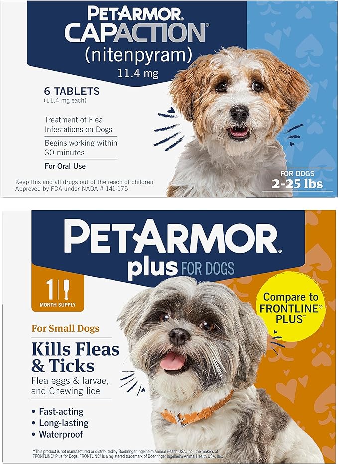 PetArmor CAPACTION Oral Flea Treatment for Dogs (6 Doses) + Bonus PetArmor Plus Topical Flea & Tick Treatment & Preventative for Dogs 5-22 lbs (1 Dose)