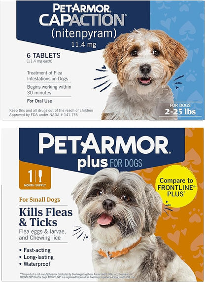 PetArmor CAPACTION Oral Flea Treatment for Dogs (6 Doses) + Bonus PetArmor Plus Topical Flea & Tick Treatment & Preventative for Dogs 5-22 lbs (1 Dose)