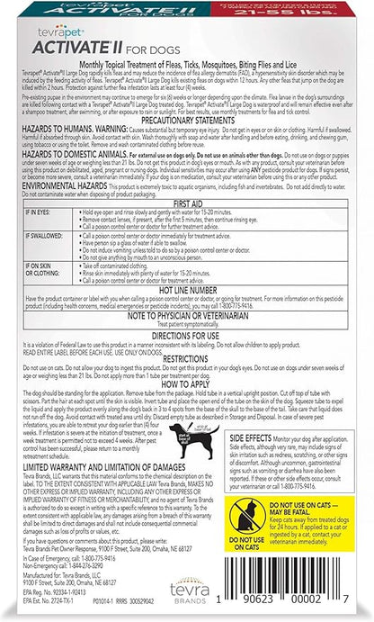 Activate II Flea and Tick Prevention for Dogs | 4 Count | Large Dogs 21-55 lbs | Topical Drops | 4 Months Flea Treatment