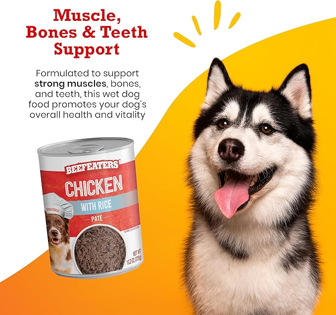 Beefeaters Dog Treats - Chicken with Rice Pate 13.2oz, Case of 12 | Complete Adult Dog Food, Balanced Nutrition, Supports Muscle & Dental Health | Training Treats for Adult Dogs