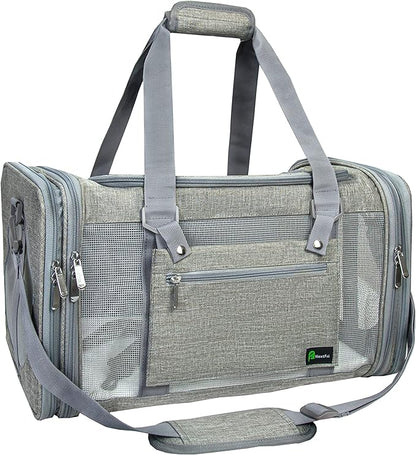 Soft-Sided Pet Carrier for Cats Small Dogs of 15 Lbs Medium Grey