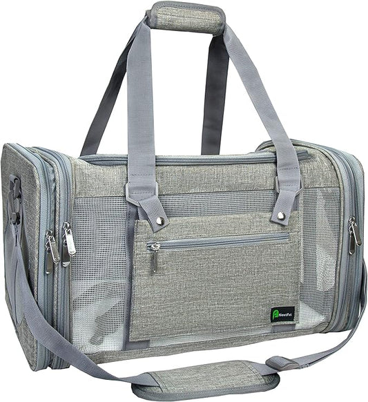 Soft-Sided Pet Carrier for Cats Small Dogs of 15 Lbs Medium Grey